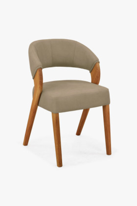 Gepolsterter Essstuhl Eiche Stoff Texas Beige